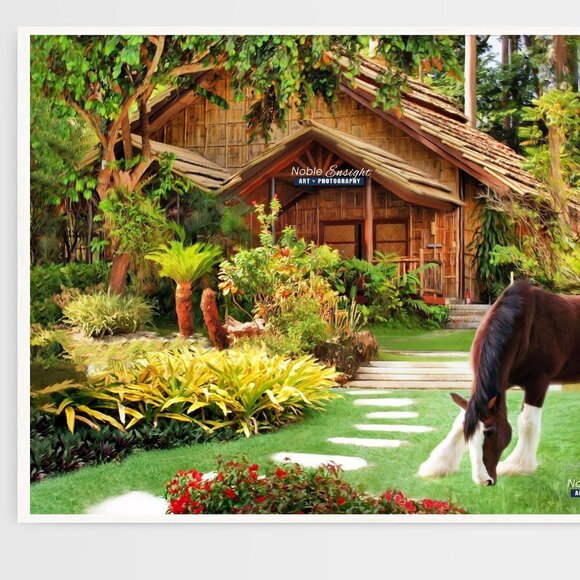 12x18 Clydesdale Horse Landscape Fantasy Home Composite Oil Painting Art Print - Picture 5 of 7
